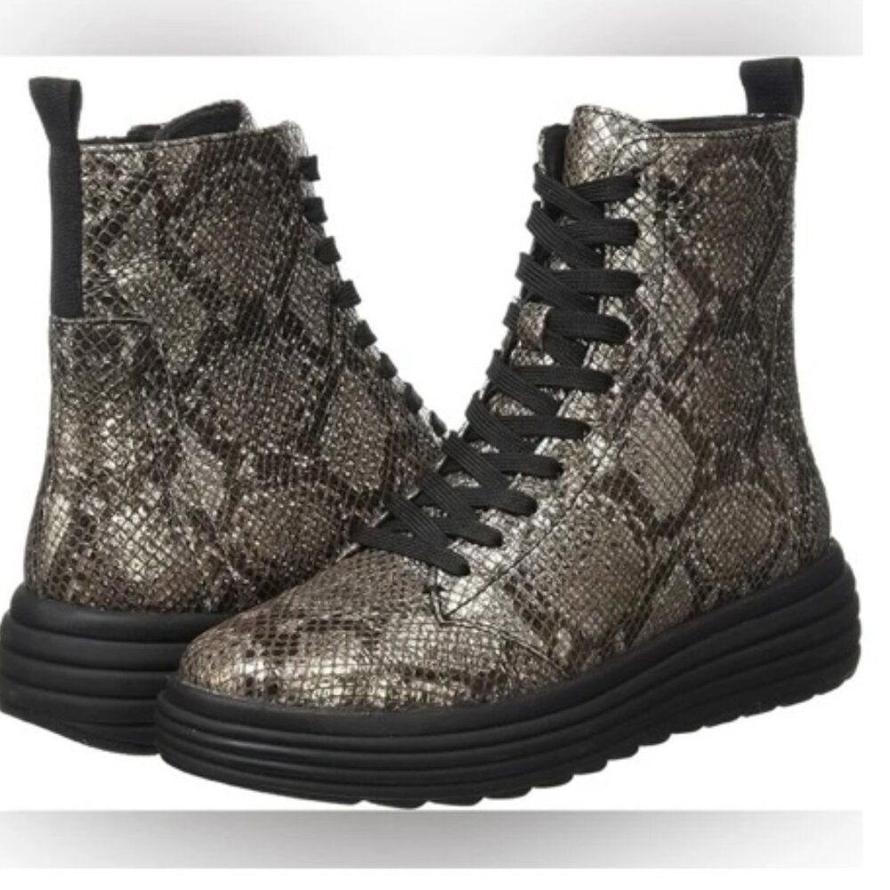 GEOX Genuine Leather Water Repellent PHAOLAE Lace up Boots-sz 7US Snake Embossed